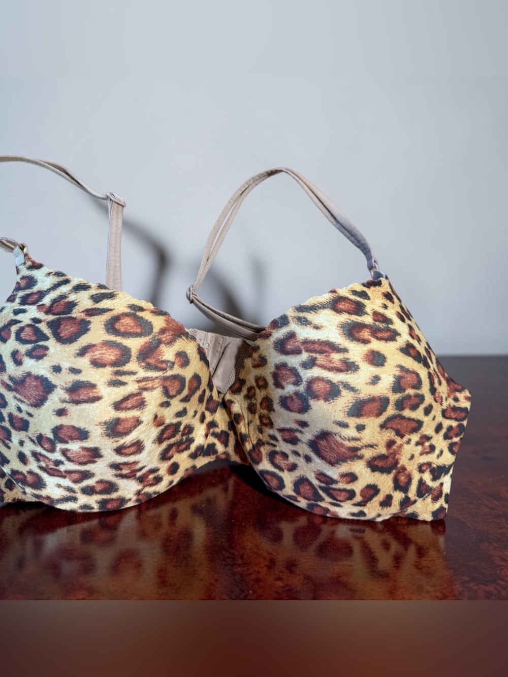 Kathleen Kirkwood Leopard Print T-Shirt Bra - Beige & Brown